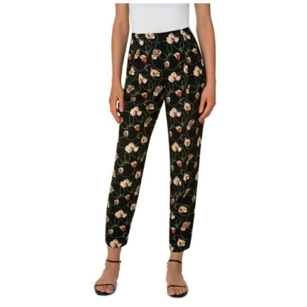 Akris Punto Womens Mimi Trousers Pants Poppy Floral US 10 EU 42 Black Red NWT